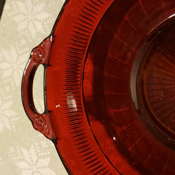 Anchor Hocking Coronation Ruby Red Depression Glass Serving Bowl - Picture 5 of 13